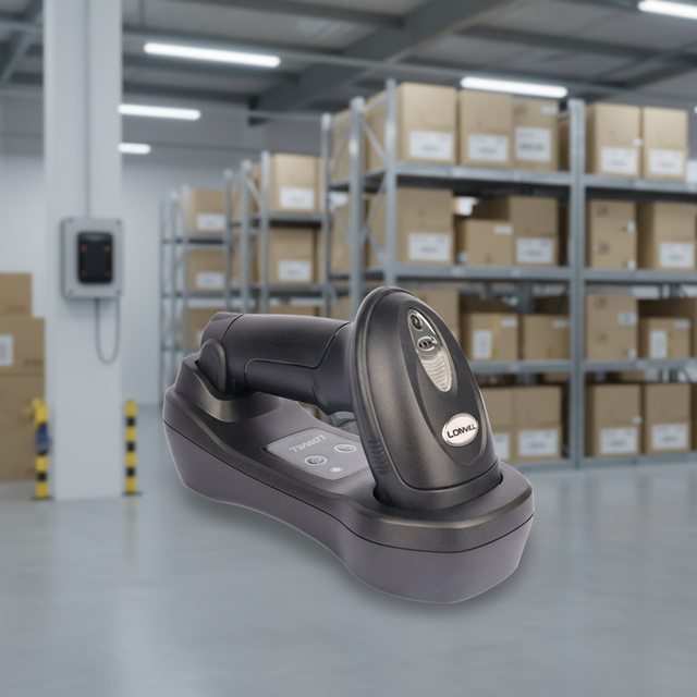 LONVILL 100M Transmission Distance 12 Hours Continuous Scanning Storable Upload Data Wall-mounted Barcode Scanner