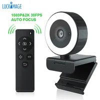 Luckimage Kamera Web Camara Remote Kontrol, Kamera Web Zoom Autofokus 2K USB Kamera PC Kamera Webcam EPTZ