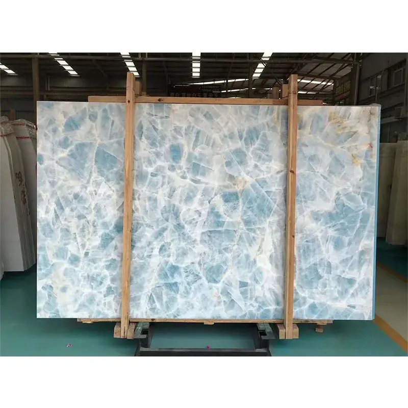 China light blue dark blue onyx crystal backlit slabs tiles wholesale