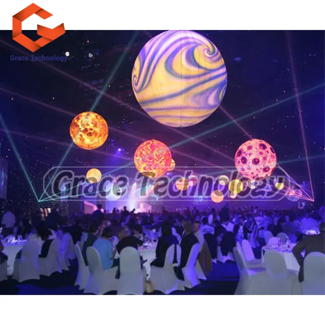 PVC Hanging Inflatable Earth Balloon Nine Planet Inflatable Globe Balloon with LED Lights
