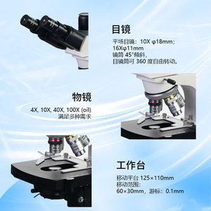 กล้องจุลทรรศน์พีม XSP-BM-2CA กำลังขยาย 1000 เท่า หลอดฮาโลเจนแบบพกพาสำหรับการดูแบคทีเรีย - Product Image 2