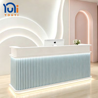 Comptoir de réception moderne pour salon avec éclairage LED, mobilier commercial pour salon de beauté, salon de coiffure, spa, magasin