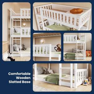 Lits superposés triples pour enfants Lit superposé haut Robuste Durable Robuste Cosy Élégant Design peu encombrant pour le salon École - Product Image 6