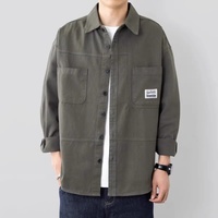 Chemise de travail décontractée tendance pour homme en tissu popeline 100% coton Printemps Automne Coupe ample Couleur unie Cardigan Anti-boulochage