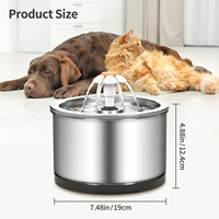 Fontaine à eau automatique pour chat en acier inoxydable 2,5 L, écologique, SUS 304, étanche, distributeur de nourriture luxueux pour animaux de compagnie, alimenté par charge, robuste