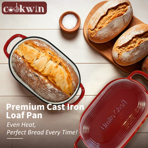 Four à pain au levain en fonte robuste, moule à pain bombé émaillé rouge avec doubles poignées en boucle pour les boulangers amateurs débutants - Product Image 5