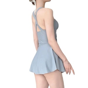 Traje de Baño de Una Pieza para Mujer, Cuello en V, Color Sólido, UPF50+, Traje de Baño Deportivo - Product Image 4
