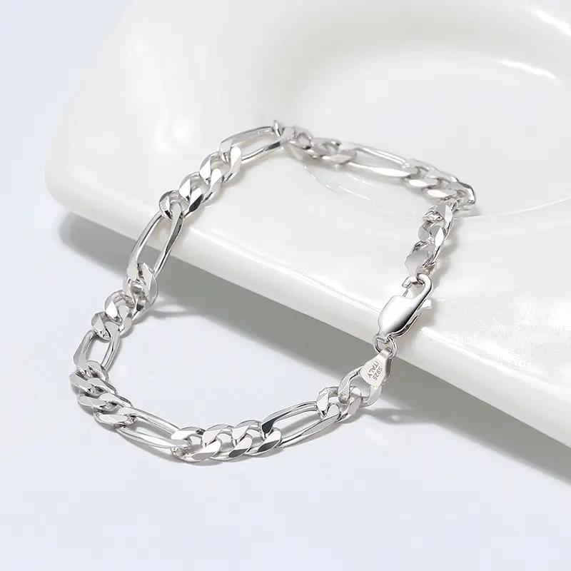 Massives italienisches Figaro-Ketten armband aus 925er Sterling silber für Frauen Männer 6,5/7/7,5/8 Zoll