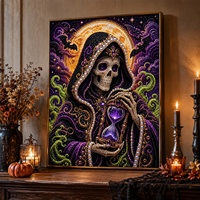 Kit de Peinture Perle DIY Luxe Gothique Halloween Fantôme Crâne pour Décoration Murale Maison – Fournisseur Direct Usine de Matériaux Artisanaux DIY