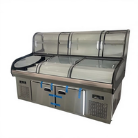 Vitrina Refrigerada Comercial de Doble Zona para Ensaladas, Exhibidor de Alimentos Refrigerado para Restaurantes, Buffets y Delis con Gabinete de Almacenamiento