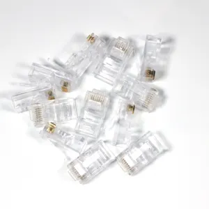 OEM ODM Service Factory RJ45 Connector CAT5E CAT6 UTP 8p8c Module Plug 1.5mm Aperture Gold Plated 50u 100/pcs