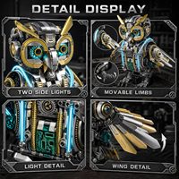 Kit de construction mécanique Cyber Owl style MOC OEM personnalisé 13094, modèle STEM avec lumières, kit d'affichage marque privée