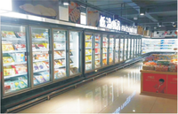 Affichage transparent économie d'énergie grande capacité grand réfrigérateur porte en verre autonome réfrigérateur pour supermarché restaurant