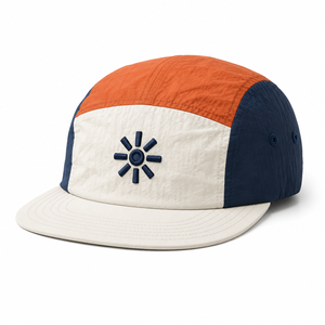 Casquette de <span class=keywords><strong>camping</strong></span> en nylon imperméable avec broderie 3D personnalisée Starburst, blocs de couleur crème, ventilée, à visière souple, légère et respirante - Product Image 1