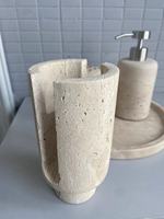 Stonekocc luxe travertin marbre extraterrestre lumière personnalisé vide bougeoir décoration pour chambre salle de douche table à manger