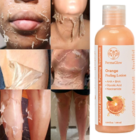 Lotion exfoliante professionnelle Orange AHA BHA à l'acide glycolique et à la niacinamide pour éliminer les peaux mortes, éclaircir et blanchir la peau du corps