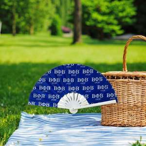 Abanico de mano gigante de bambú de 33 cm, arte popular, portátil, ZPB, con letras griegas, para danza, de la hermandad Zeta Phi Beta, con efecto de sonido craceler. - Product Image 5