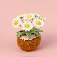 Plante en pot de marguerites au crochet faites à la main, fleurs artificielles en fil coloré, décoration de table pour la maison, fleur éternelle, cadeau, vente en gros