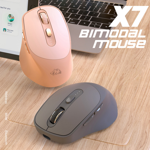 Free Wolf X7 Wireless BT Dual Mode Mouse Suitable for Laptop Rechargeable Silent Office Game Mouse