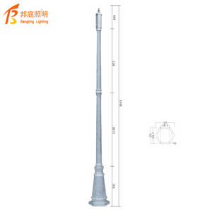 Lampadaire extérieur en aluminium alliage LED antique européen avec double tête, poteau de 3 mètres de haut pour jardin et aménagement paysager - Product Image 1