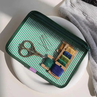 Étui transparent imperméable à fermeture éclair, sac multi-usages, sacs à outils pour broderie, tricot, crochet, pochette organisatrice, kit d'artisanat, étui pour aiguilles et fils