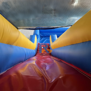 16ft màu đỏ và màu xanh ngoài trời trẻ em công viên nước lâu đài <span class=keywords><strong>bouncy</strong></span> trò chơi bơm hơi đôi trượt nước với quạt gió - Product Image 3