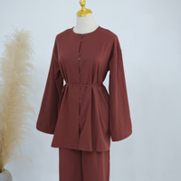 Ensemble coordonné 2 pièces Mexizo 2026 : Pantalon Abaya et Haut à Boutons pour Femme Musulmane – Tenue Quotidienne (Vente en Gros)