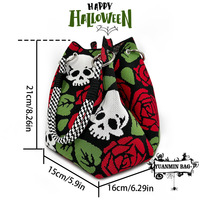 Tas Selempang Rajut Motif Tengkorak Mawar Gaya Halloween 2026, Kasual, Kapasitas Besar, Fashion Wanita, Ringan