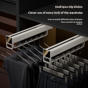 Home Furniture Storage <strong>Wardrobe</strong> Vertical <strong>Pull</strong>-Out Rod Metal Retractable Slide <strong>Rail</strong> for Clothes Hangers Artifacts <strong>Wardrobe</strong> - Product Image 1