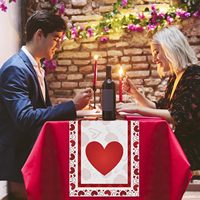 Chemin de table pour la Saint-Valentin 13 * 72 pouces Chemin de table rouge à cœur, utilisé pour la décoration de la Saint-Valentin et des anniversaires