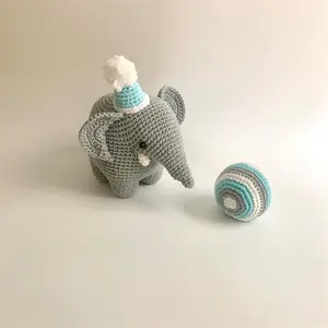 Dễ Thương Đồ Chơi Cho Bữa Tiệc Sinh Nhật Trang Trí Bé Tắm Quà Tặng 100% Handmade Crochet Đảng Voi Với Rattle Bóng