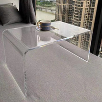 Table basse en acrylique transparente en forme de U, design moderne, résistante à l'eau, pré-assemblée, écologique, pour salon