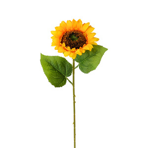 Tige unique de tournesol artificiel en soie synthétique avec feuilles vertes pour décoration de maison, mariage, vase – Vente en gros - Product Image 5