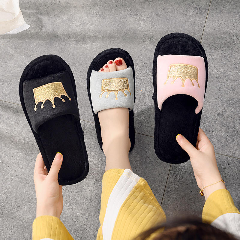 China Wholesale Luxury Fashion Slippers Printed Crown Pattern