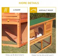 Cage à lapins à 2 niveaux en bois de sapin massif, pour intérieur et extérieur, avec rampe, plateau de nettoyage coulissant, espace spacieux pour petits animaux
