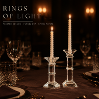 Porte-bougie en cristal carré à double collier, à deux sections, sur socle à niveaux, pour décoration intérieure et table à manger