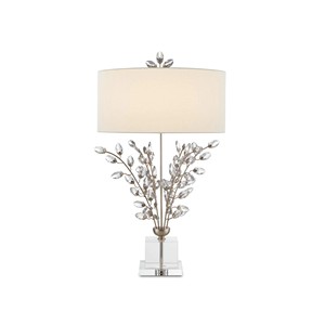 Crystal Leaf <b>Branch</b> Sculptural Modern Luxury Table Lamp with Crystal Base | Opulent Statement <b>Lighting</b> for Hotel Lobby - Product Image 1