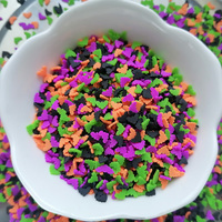 1KG DIY kerajinan Slime Sprinkles Halloween oranye hijau ungu hitam kelelawar campuran polimer tanah liat penyiram irisan