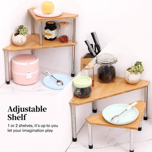 Portaspezie per Dispensa, Scaffale Angolare a 2 Livelli Regolabile per Barattoli e Bottiglie, per Cucina - Product Image 5