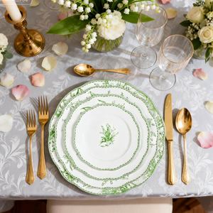 Modern Luxury European Style Bone China Green Plates <b>Dinnerware</b> <b>Set</b> Tableware Dishwasher Safe Stocked <b>for</b> Wedding Restaurant - Product Image 1