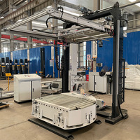 Emballage de palette en ligne à table rotative automatique avec stratification supérieure pour machine d'emballage de ligne avec plaque supérieure