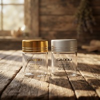 Tube à essai en verre transparent à fond plat avec logo estampé or, capacité 1OZ 2OZ 3OZ 4OZ, lignes argentées personnalisées sur le couvercle