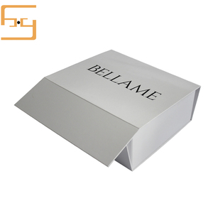 Luxury Custom Black Logo White Color Foldable Magnetic Cardboard Paper Gift Packing Clothing Box With Magnetic Lid