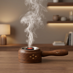 Quemador de Incienso de Madera Hecho a Mano, Diseño de Hojas Metálicas Indias y Árabes, Difusor Aromático de Sándalo, Aromaterapia para el Hogar, Ramadán, Eid - Product Image 1