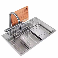 304 acier inoxydable nano gaufrage évier de cuisine bol unique maison cuisine bassin évier avec plaque de vidange