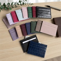 Dompet Kartu Kredit JOYSUN Minimalis Kulit PU Motif Buaya Tipis Multi-Slot Anti RFID Warna-warni Mini Wanita Bisnis ID