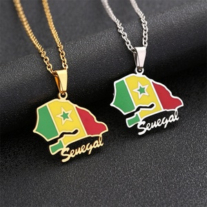 Hot Sale Senegal Map <b>Necklace</b> <b>Men</b> Women Customized African Country Map <b>Necklace</b> Enamel Stainless Steel Pendant <b>Necklace</b> - Product Image 1