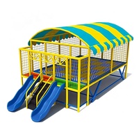 Trampoline pour enfants BOKE avec filet de sécurité et auvent, aire de jeux extérieure, usage commercial, acier galvanisé EN1176 CE, 3-12 ans