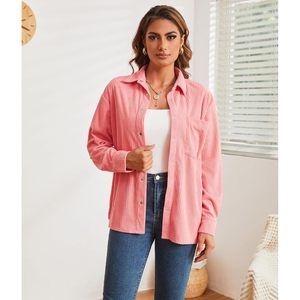Custom Womens Corduroy Shirt Long Sleeve Button <b>Down</b> Boyfriend Style Everyday Wear - Product Image 4