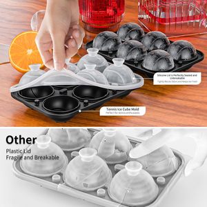 Moule à glaçons 3D LifeTop en forme de balle de tennis, grand moule à glaçons en silicone amusant pour <span class=keywords><strong>whisky</strong></span> avec entonnoir pour cocktails, bourbon, brandy, <span class=keywords><strong>whisky</strong></span> - Product Image 4